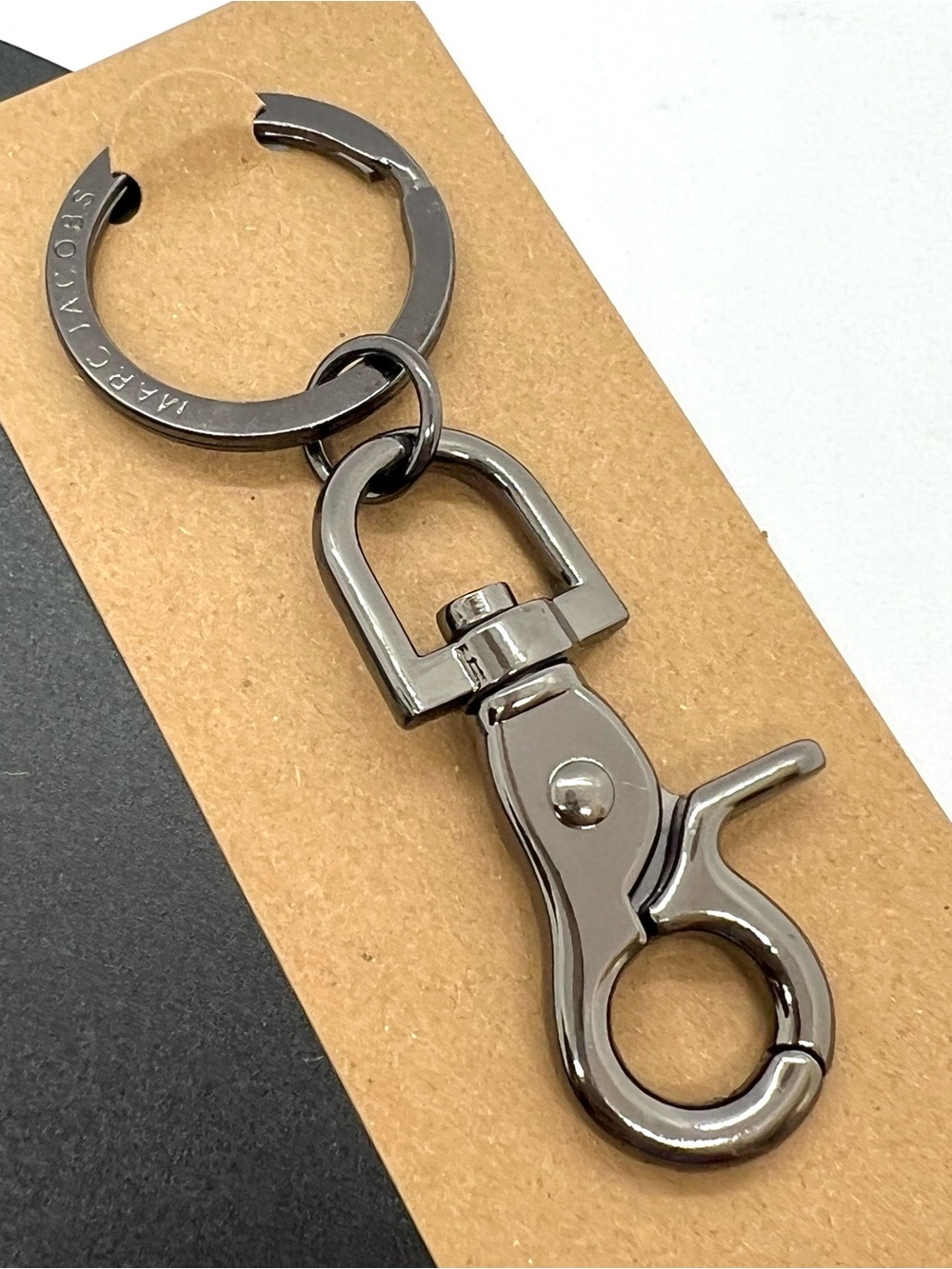 Marc Jacobs Gunmetal Keychain Swivel Lobster Clasp Logo Key Ring Bag Charm